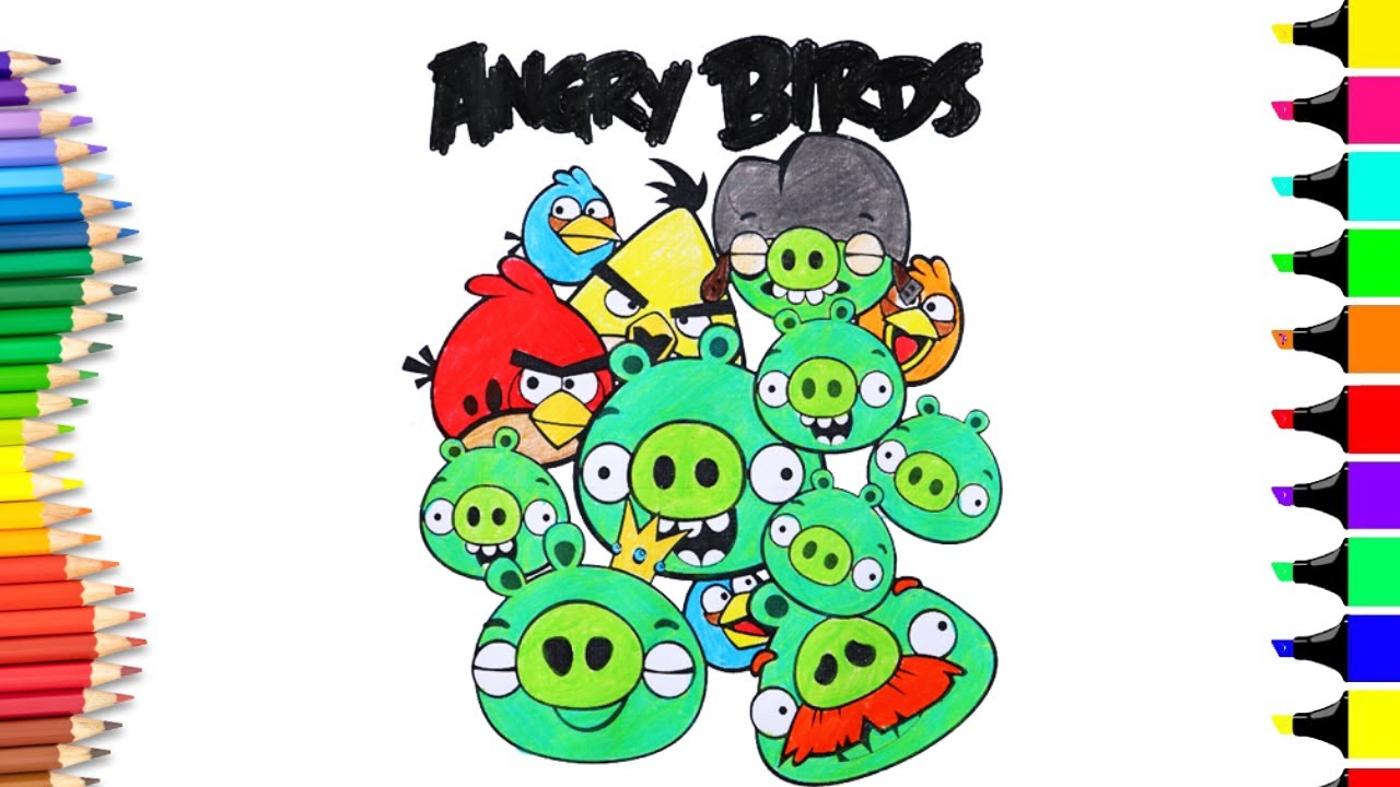 Angry birds coloring page | Angry birds Cartoon | learn coloring easy