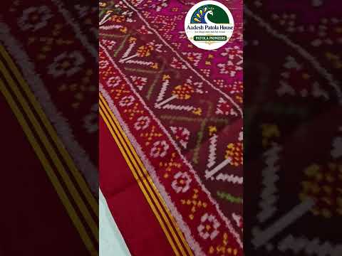 Red Jad Border Pink Navratan Motifs Chaniya Choli Dupatta Single Ikat 8 Ply Silk