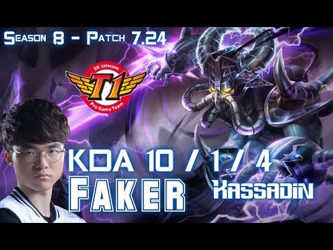 SKT T1 Faker KASSADIN vs RYZE Mid - Patch 7.24 KR Ranked