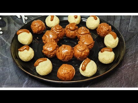 Nachtisch/Raffaello Selber machen in 5 Minuten/Gesunde Kokosbällchen.