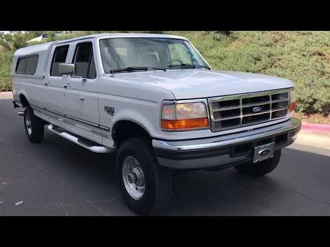 FOR SALE : OBS 1997 FORD F-350 XLT CREWCAB LONGBED 7.3L DIESEL 4X4 CARAVAN CAMPER 1 OWNER 94K WHITE