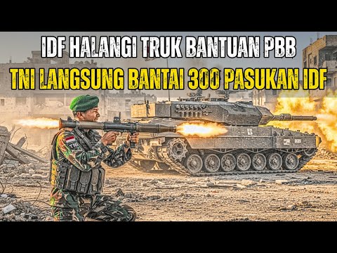 TANPA AMPUN‼️TNI B4NTAI 300 TENTARA ISRAEL YANG HALANGI TRUK BANTUAN PBB