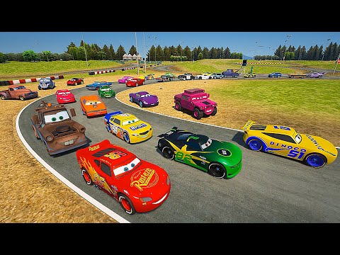 Race Complex String - Random Pixar Cars VS Lightning McQueen & Chick Hicks Tow Truck Mater & Friends