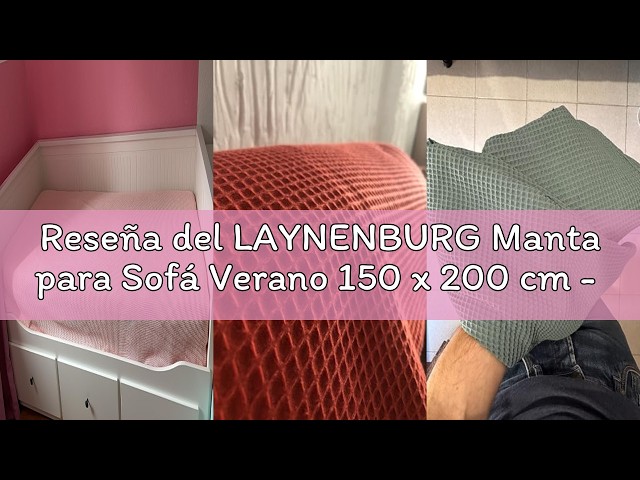 Vídeo relacionado con LAYNENBURG Manta para Sofá Verano 150 x 200 cm - Waffle Pique 100% Algodón - cocha Ligera de Verano - Manta de algodón como Manta de Cama, de sofá - Manta de sofá aireada (Gris)