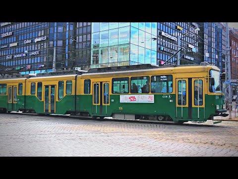 Trams in Helsinki, the capital of Finland | HKL | 2023