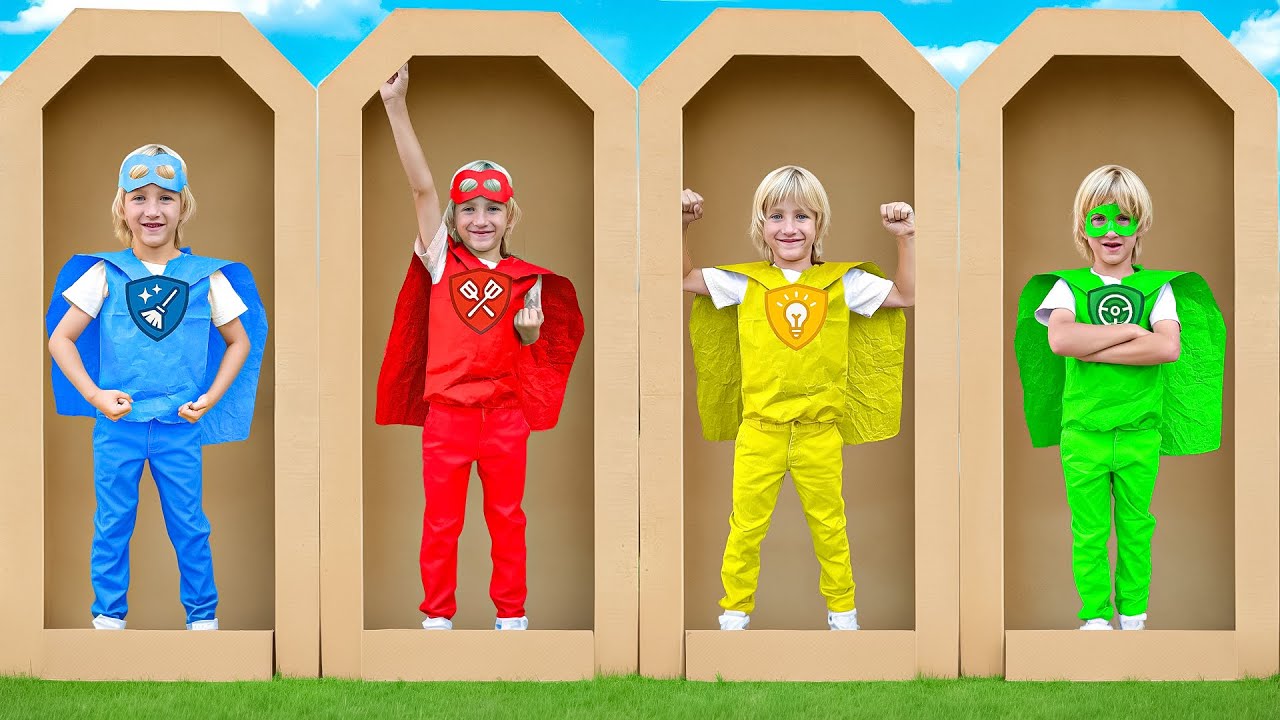 Dima Turns into a Cardboard Superhero – Fun Adventure for Kids