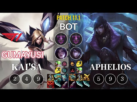 T1 Gumayusi Kai'Sa vs Aphelios Bot - KR Patch 11.1