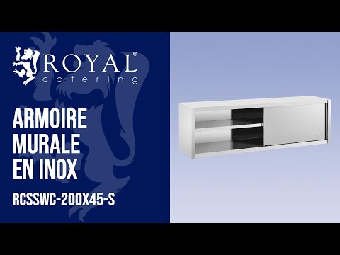 Vidéo - Armoire murale en inox - 200 x 45 cm - Royal Catering - 30 kg