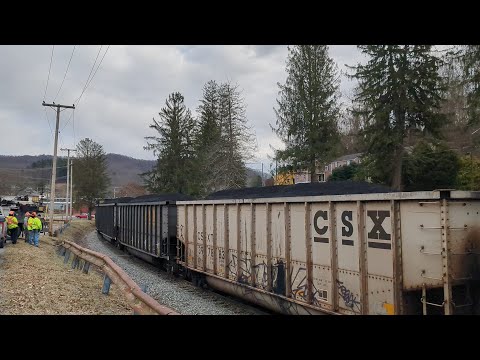 loaded coal train passing over broken rail mount hope West virginia