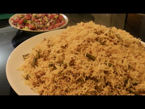 Lubia Polow Recipe With ( Mince Meat ) - Ramadan Special Rice Recipe - Persian Recipe -لوبیا پلو