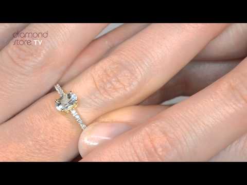 E5412 - Aqua Marine And 0.08CT Diamond Ring 9K Yellow Gold