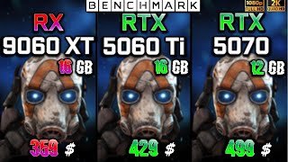 RX 9060 XT 16GB vs RTX 5060 TI 16GB vs RTX 5070 12GB / Test / 1080p - 1440p  / Ryzen 7 9800X3D