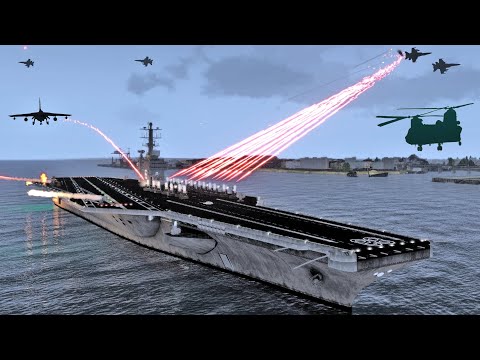 Modern Aircraft Carrier Air Defense System Shooting Down Incoming Jets -  Simulation – ArmA 3