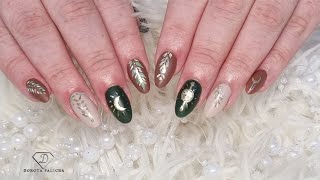 November nails with Gold Foil & Leaf Design