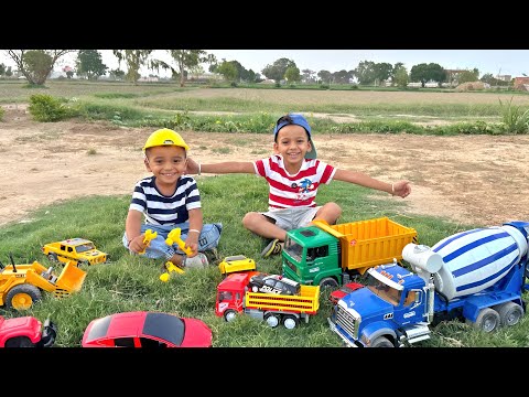 Kids Unboxing Rescue Truck | Playing with JCB and Truck Toys | Rescuing Stuck Vehicles 🚒🚜