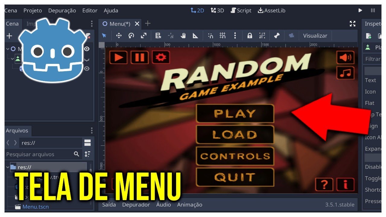 COMO CRIAR UM JOGO NO GODOT ENGINE PELO CELULAR | COMO CRIAR MENU NO GODOT - Godot Tutorial