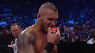 Randy Orton takes a moment to eat Christmas cookies during a match: SmackDown, Nov. 29, 2011