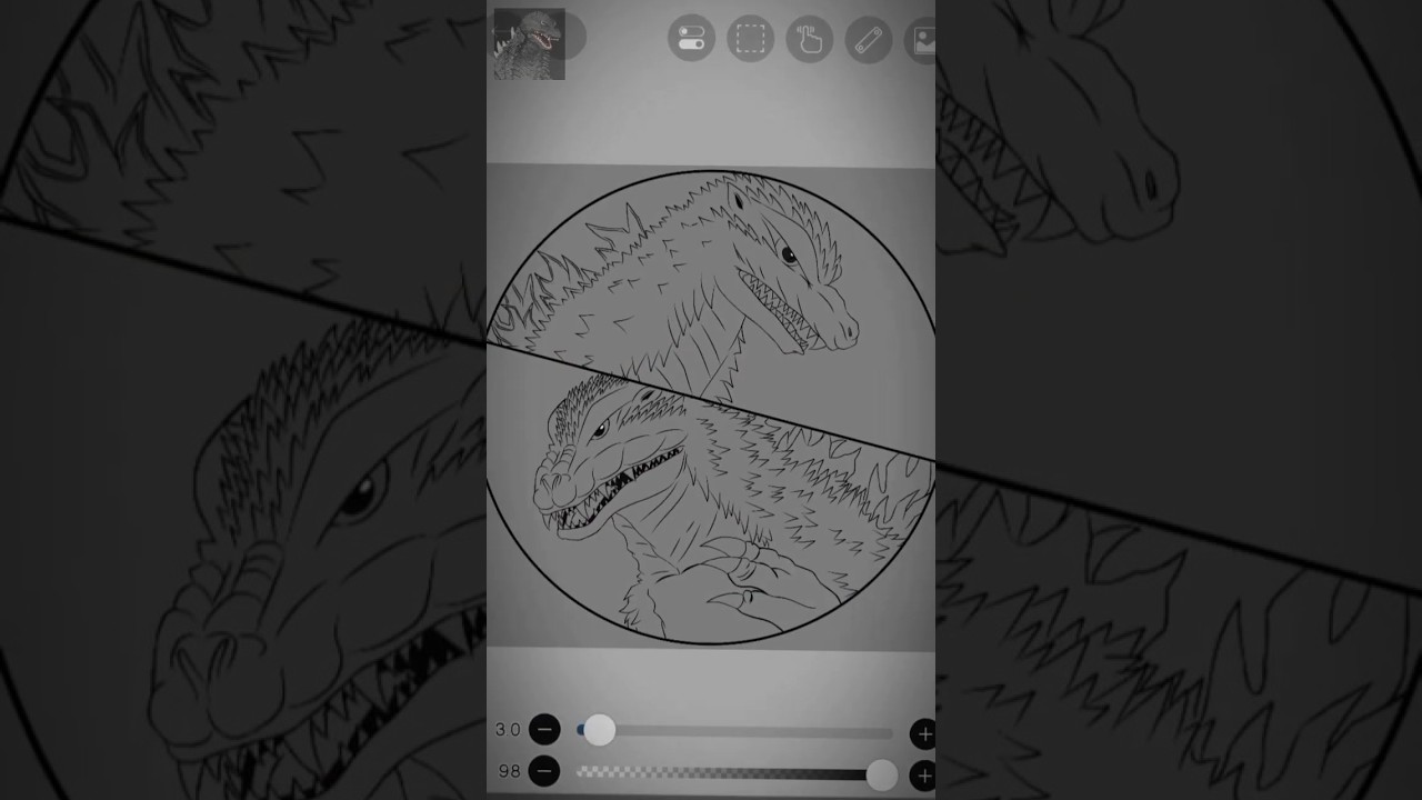 mỏi tay🗿🍵[[Drawing Godzilla]] #godzilla #kaiju #ladie by: me