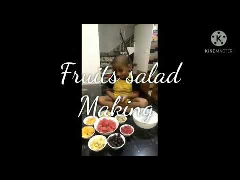 Fruits Salad preparation little Boy