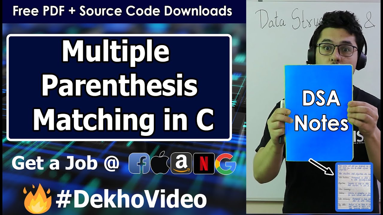 Video thumbnail for Multiple Parenthesis Matching Using Stack with C Code