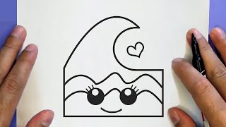 HOW TO DRAW A CUTE TSUNAMI, STEP BY STEP, Jack drawings