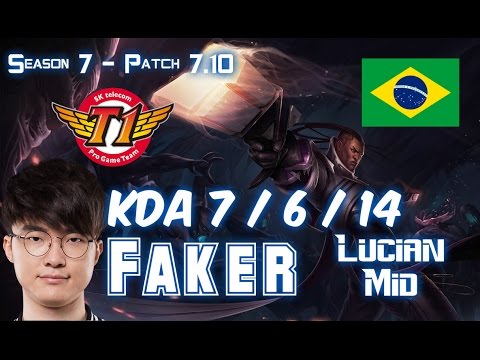 SKT T1 Faker LUCIAN vs VLADIMIR Mid - Patch 7.10 BR Ranked