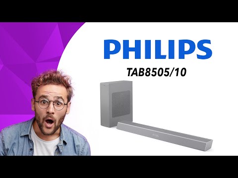 Namų kino sistema „Philips Soundbar“ garsiakalbis TAB8505/10, maks. 240 W. Integruotas žemųjų dažnių garsiakalbis, Dolby Atmos®, suderinamas su DTS Play-Fi, jungiasi su balso asistentais video