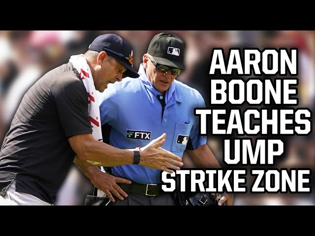 Boone explains how calling strikes works to the ump, a breakdown