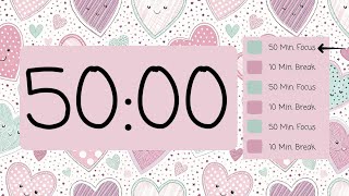 ⏳ 3-hour 50/10 Pomodoro Timer – Simple Beeps 🎯 | Stay Focused & Productive