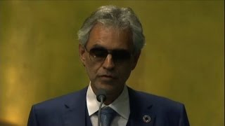 &quot;All&#39;alba vincerò&quot;: Bocelli canta all&#39;assemblea generale Onu