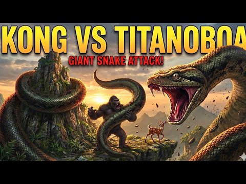 KONG vs. TITANOBOA: Giant Gorilla Saves Baby Deer from 50ft Snake! (Cinematic Battle)