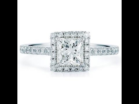 Princess Cut 1.65 Carat F,SI3 Real Diamond Halo Pave Engagement Ring