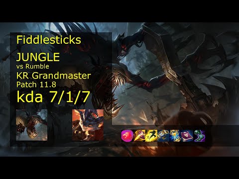Fiddlesticks vs Rumble Jungle - KR Grandmaster 7/1/7 Patch 11.8 Gameplay // [롤] 피들스틱 vs 럼블 정글