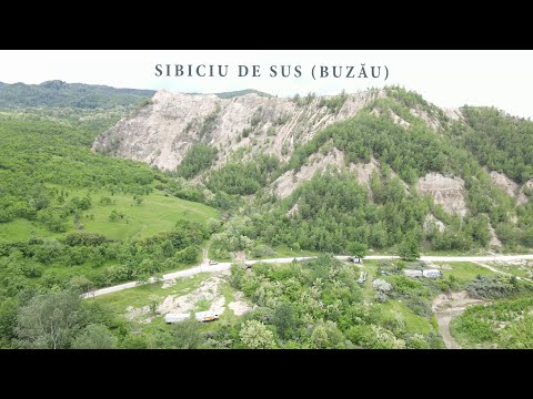A 4k drone view of the Sibiciu de Sus abandoned quarry (Buzău, Romania)