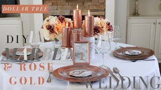 DIY Marble &amp; Rose Gold Wedding Decorations | Dollar Tree Wedding Centerpiece