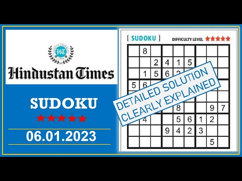 How to Solve 5 Star Hindustan Times  Sudoku Jan 06,  2023 -  Step By Step Solution