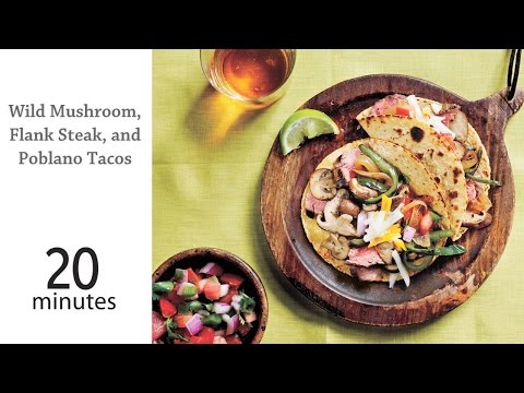 Wild Mushroom, Flank Steak, and Poblano Tacos