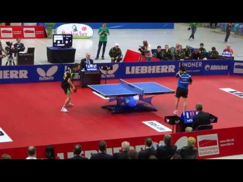 Tischtennis Finale Bremen - Ochsenhausen - Adrian Crisan VS Ryu Seung Min Satz 4
