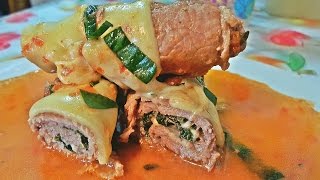 Bistec Relleno de Espinacas y Queso / Steak stuffed with spinach and cheese
