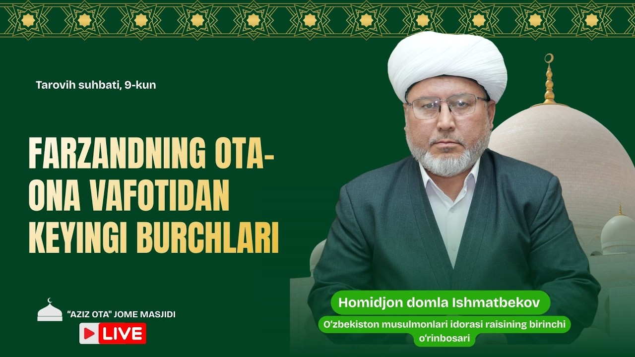 JONLI: ZAKOT VA FITR SADAQASI - MOLIYAVIY IBODAT!  Tarovih suhbati, 9-kun 26.02.2026
