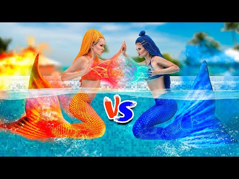 Hot Versus Cold Challenge / Flaming Mermaid Versus Ice Mermaid