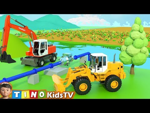 Wheel Loader & Construction Trucks for Kids | Farm Water System Construction for Children