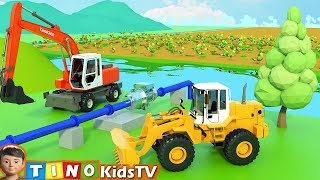 Wheel Loader & Construction Trucks for Kids | Farm Water System Construction for Children