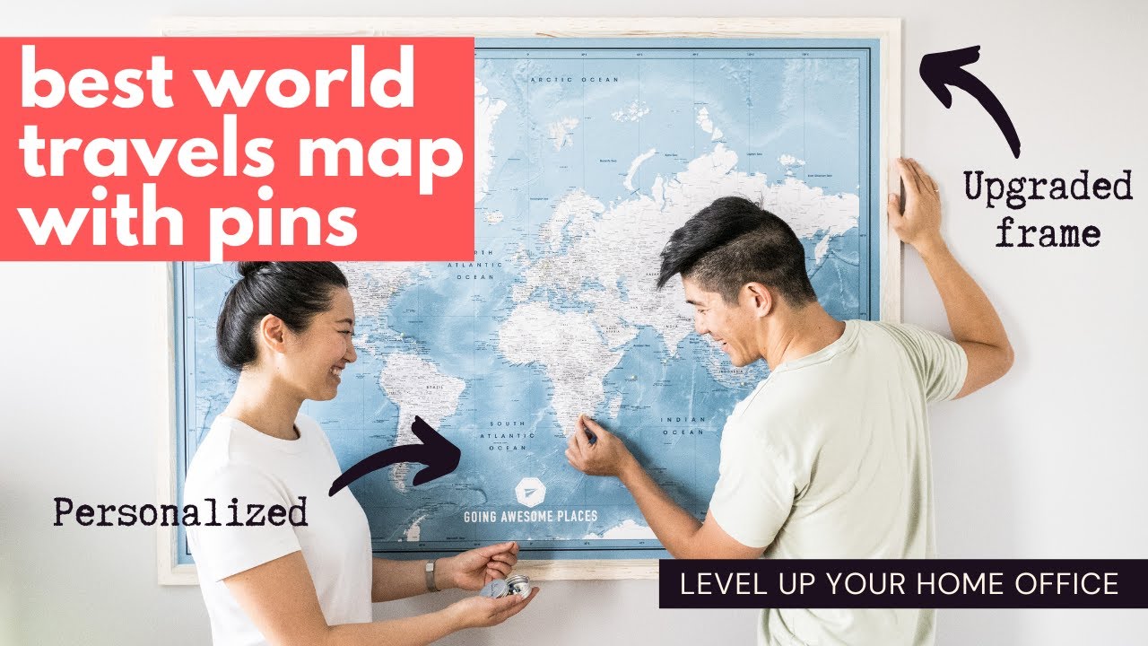 Best World Travel Map with Pins 🗺️ 📍 | Level Up Your Home Office