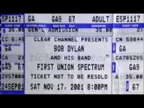 Bob Dylan 2001 US Fall Tour – Philadelphia USA 17th November 2001