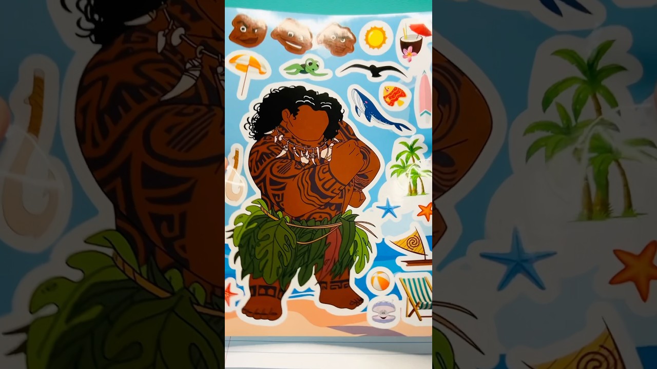 Disney MOANA Movie Make a Face Stickers with Maui🪝 #moana #moana2