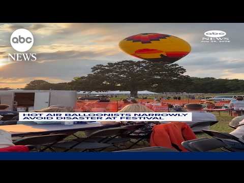Hot air balloonists narrowly avoid disaster