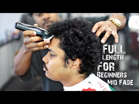 *FULL LENGTH* FOR BEGINNERS HAIRCUT TUTORIAL: MID FADE CURLY TOP