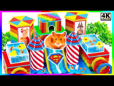 How To Build DC League Super-Pets Playground With Triple Swimming Pools For Hamster | ASMR Video