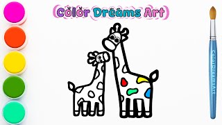 How to Draw a Mother and Baby Giraffe | Step by Step